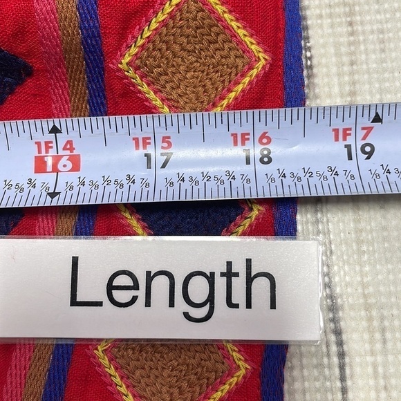 Pomelo Skirt Full Pleats Embroidery Linen Red Size XS - Picture 9 of 12